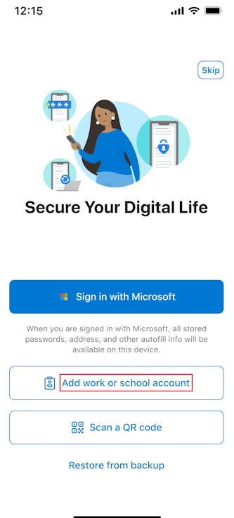 Authenticator first-run screen on iOS.