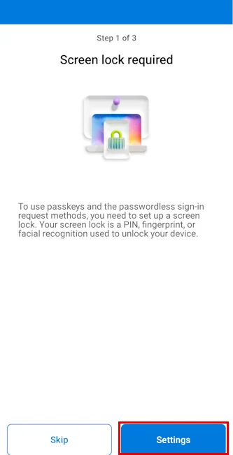 Prompt stating that a screen lock is required on iOS.